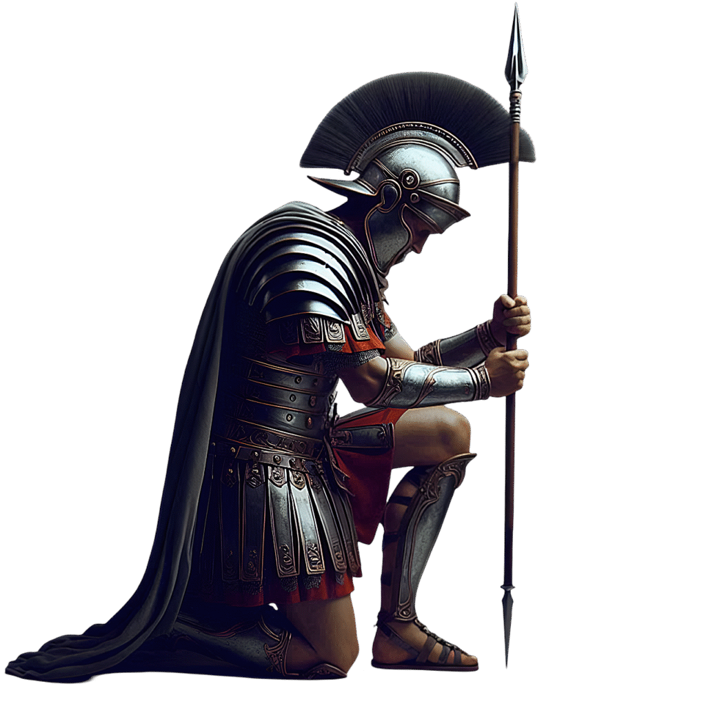 Warrior in prayer standing firm in spiritual battle, symbolizing that Satan knows your name