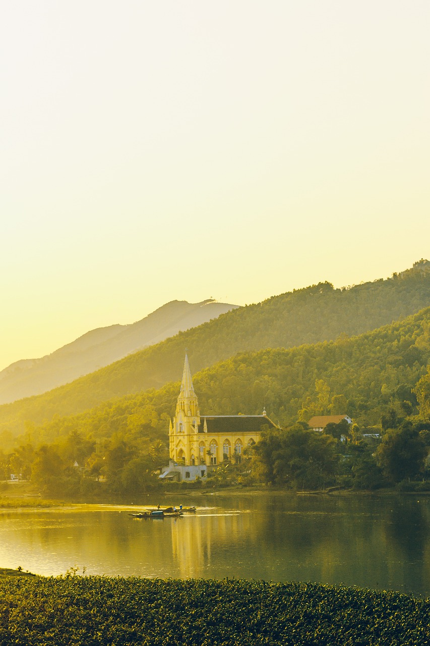 Peaceful church and sunset symbolizing Sabbath rest and spiritual stillness