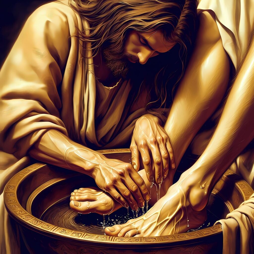 Jesus washing the disciples’ feet, symbol of a servant’s heart