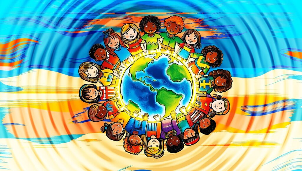 Group of believers around the world praying together — Brothers and Sisters in Christ