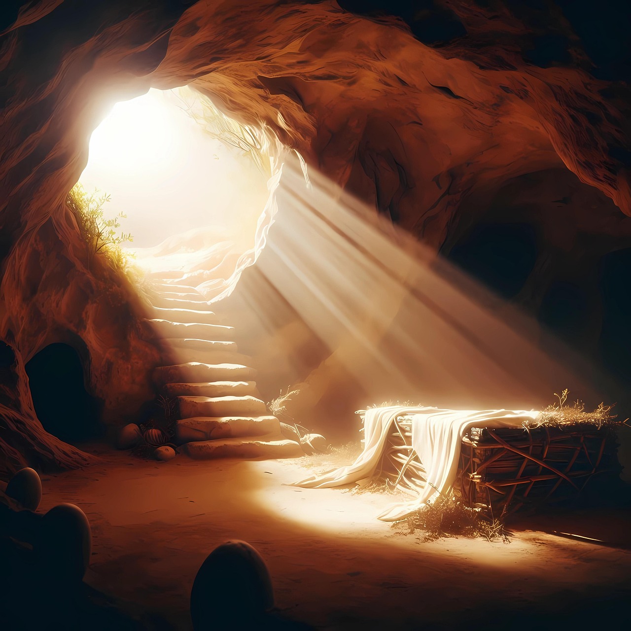 Empty tomb at sunrise symbolizing Christ’s resurrection