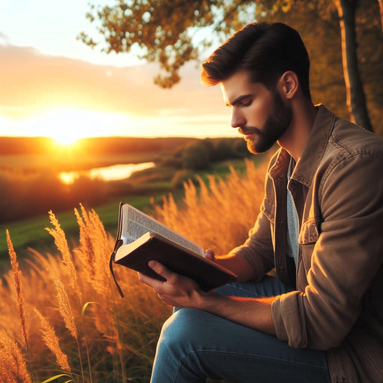 Person reading the Bible with sunrise light symbolizing desire to know God better