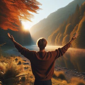 Man in radiant light representing the gospel experience of transformation
