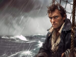 Christian man walking boldly through stormy winds, symbolizing driving out fear through God’s love