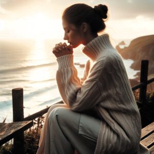 A faithful Christian praying with hope and patience — attitude and action in harmony