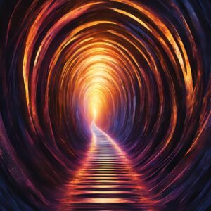 Bright light and open staircase symbolizing a gospel experience and journey to heaven
