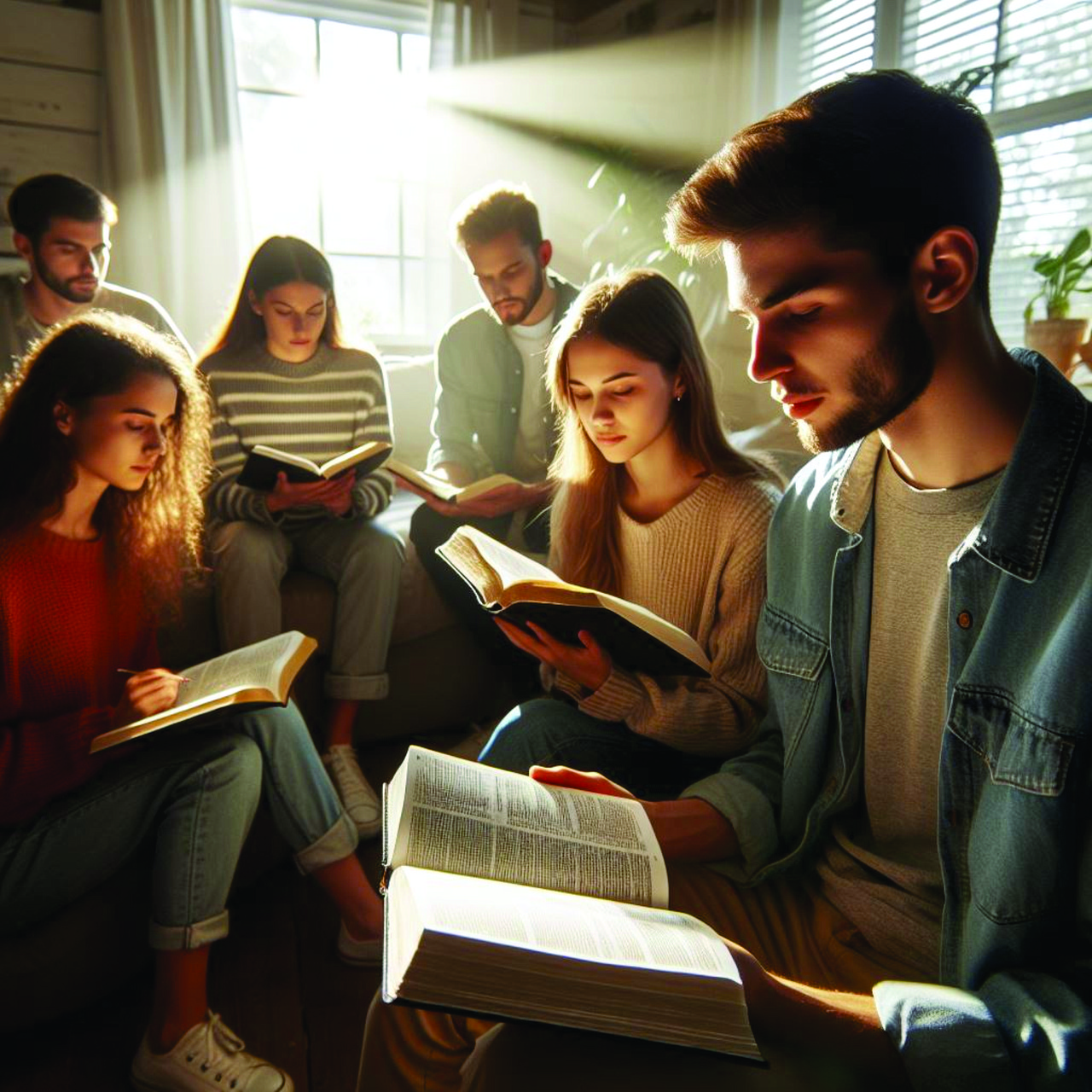 Believers sharing encouragement in faith