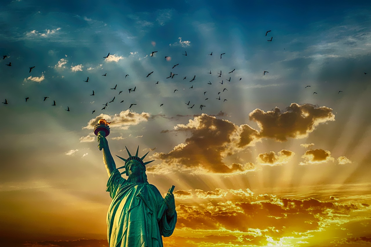 America’s Blindness - Statue of Liberty at  sunset 