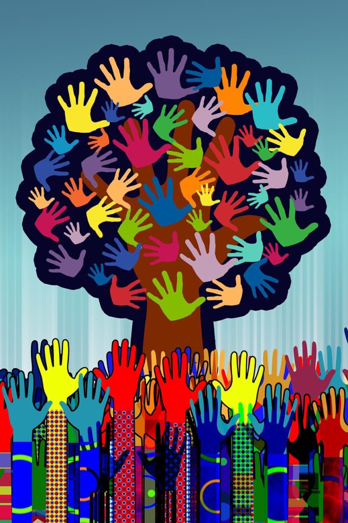 Hands serving others in Christian love and humility