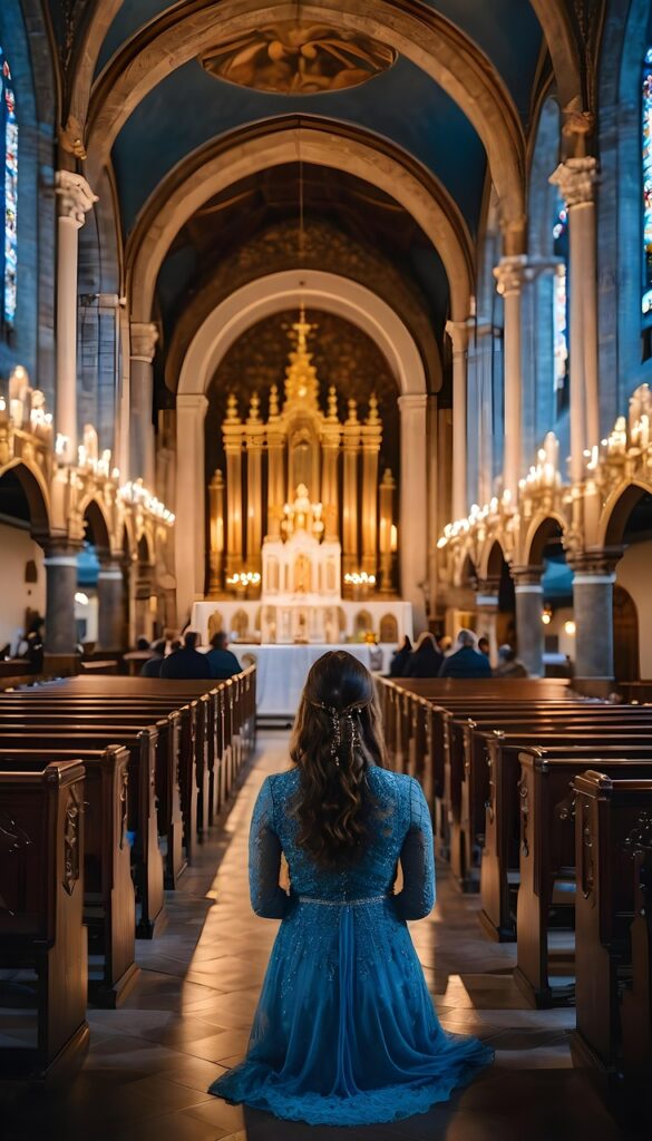 Peaceful church sanctuary filled with prayerful light