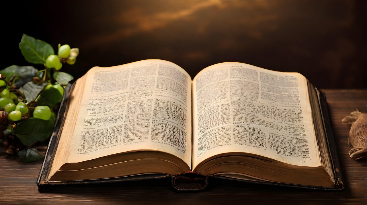 Bible open with sunlight symbolizing guidance