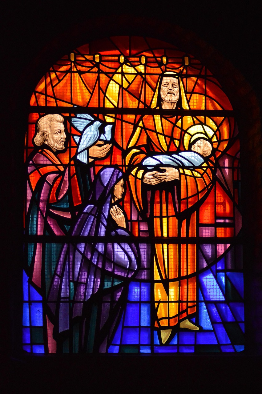 Simeon holding the infant Jesus in the temple