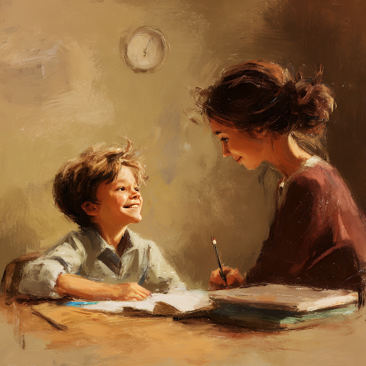 Parent teaching child biblical wisdom at home