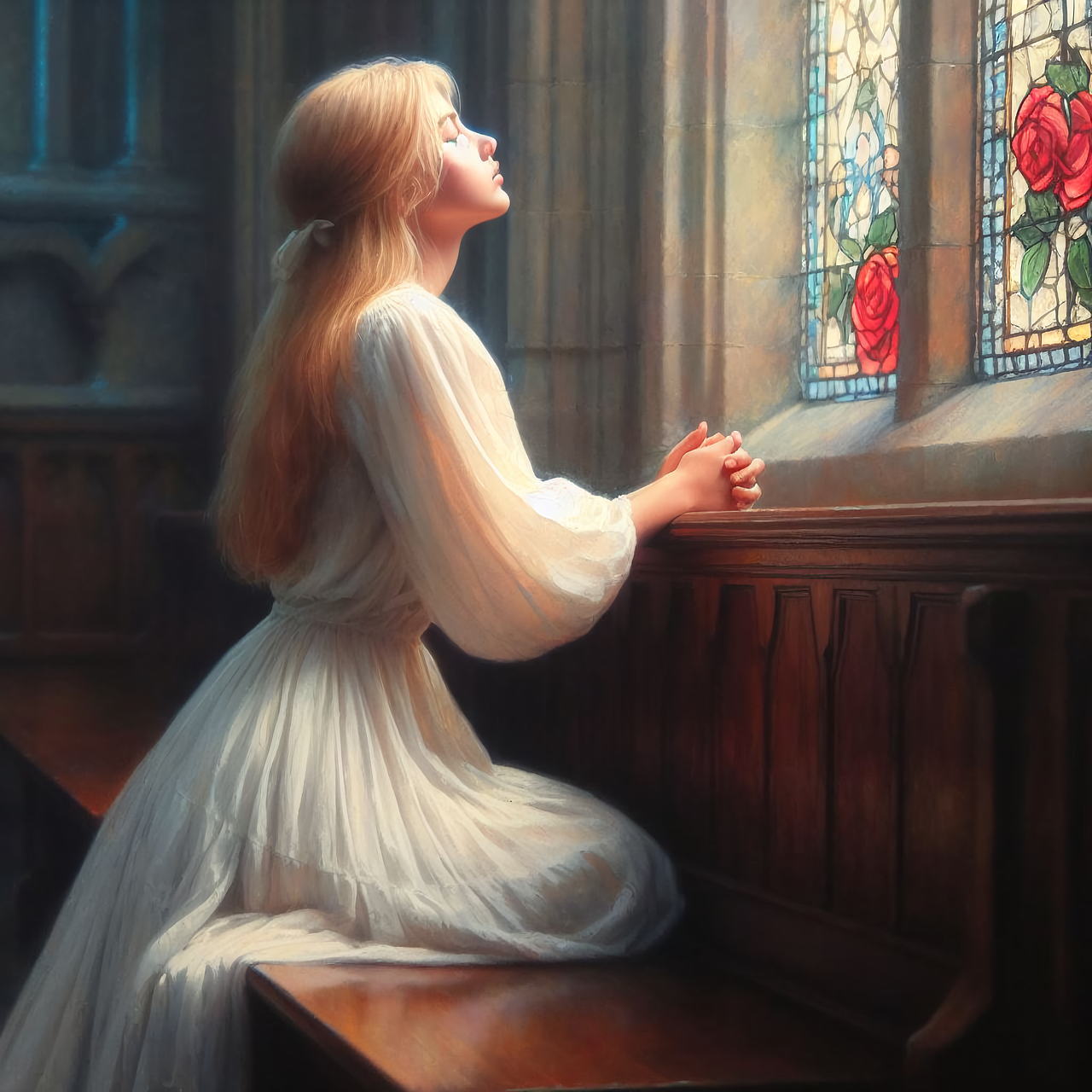 Girl in prayer and worship