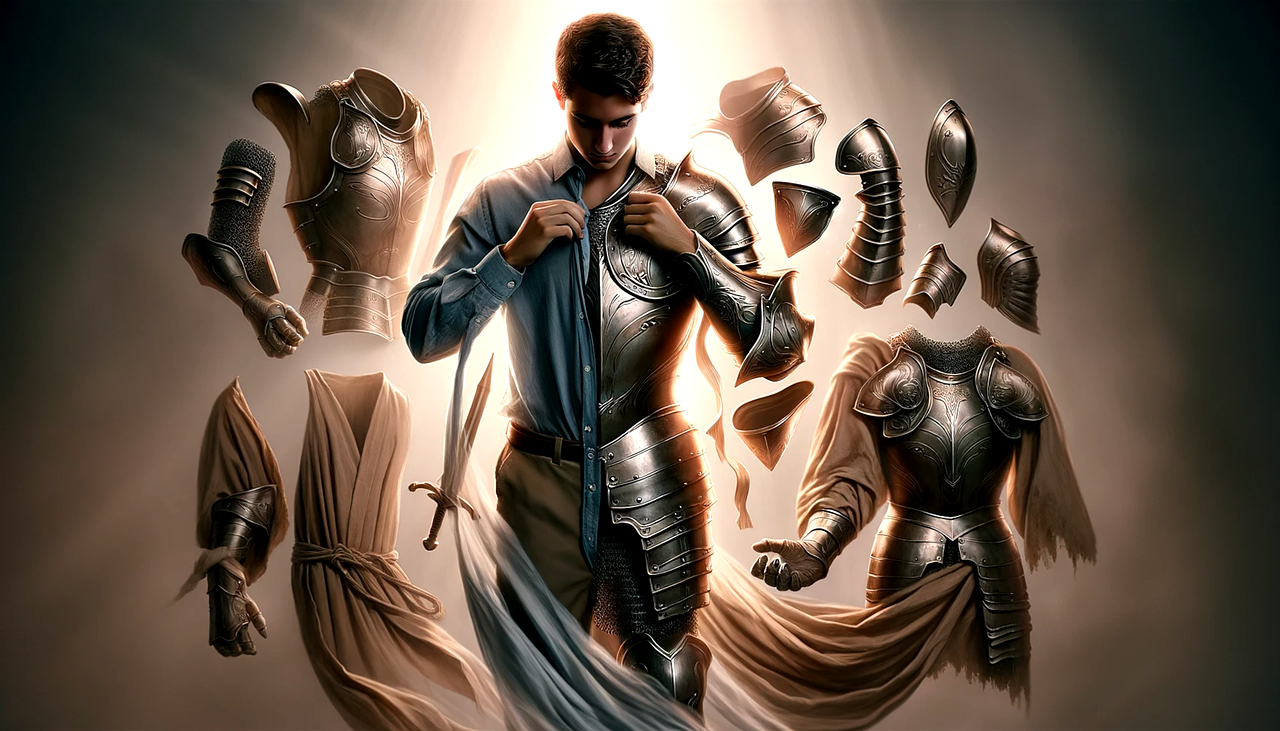 Christian believer putting on Armor of God symbolizing spiritual readiness