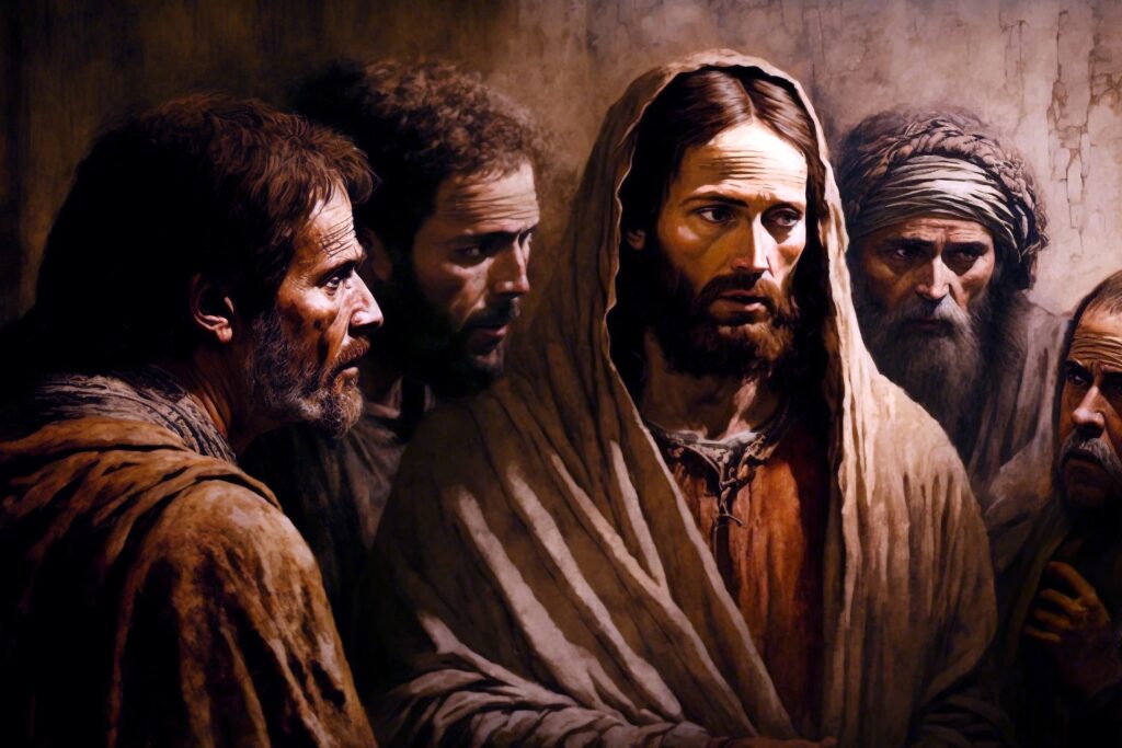 Risen Jesus appearing to disciples after resurrection