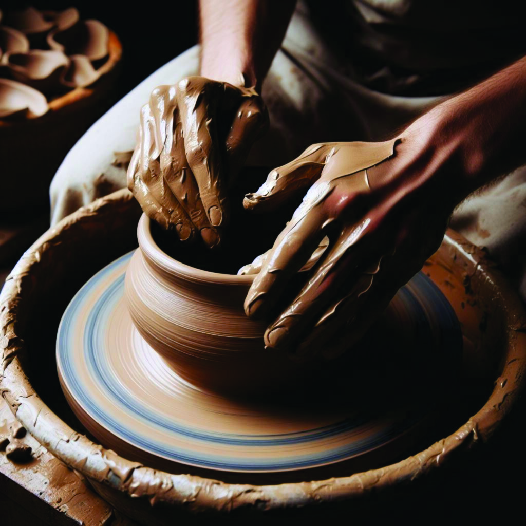 Potter shaping clay symbolizing God molding a life