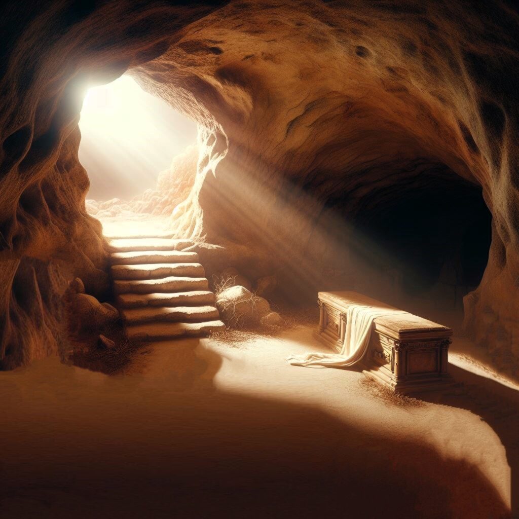 Empty tomb at sunrise symbolizing Jesus’ resurrection