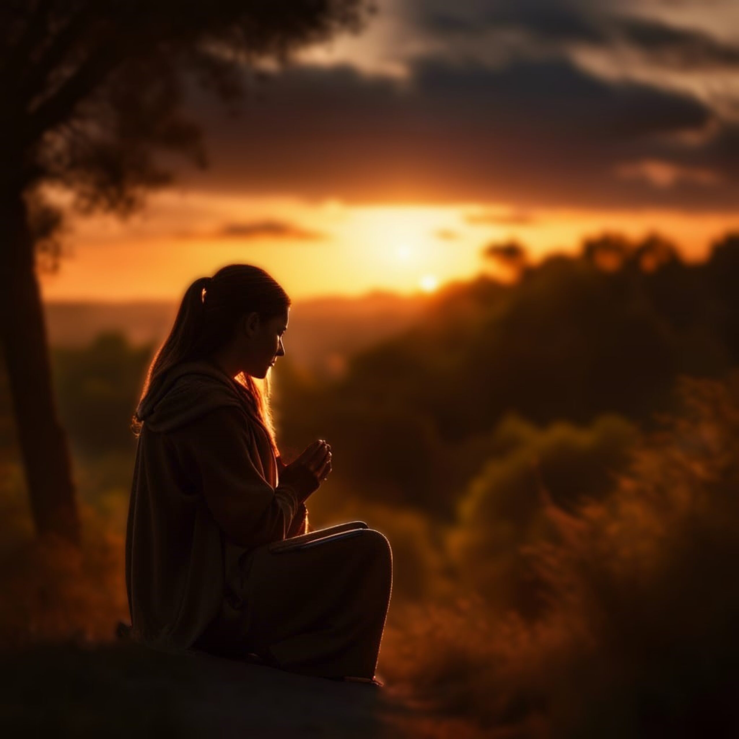 person praying at sunrise symbolizing spiritual discipline and godliness