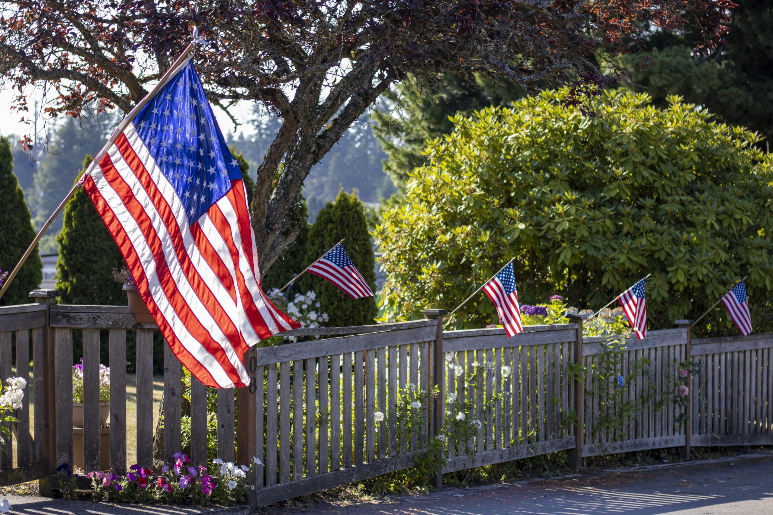 Tranquil Scene with American flag representing Christian speech and wisdom