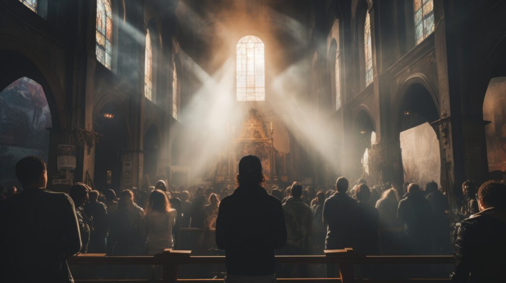 Diverse Christians worshipping together in unity and prayer.