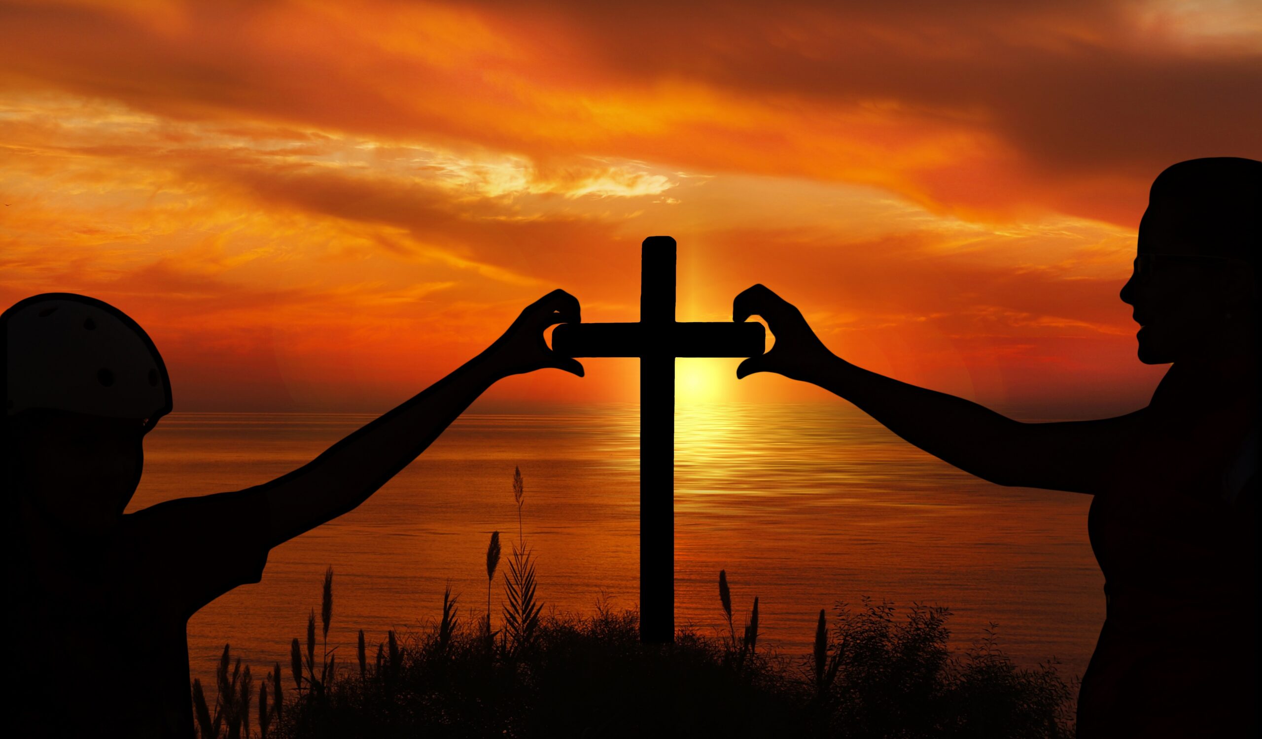 Sunrise over a cross representing God's faithfulness.