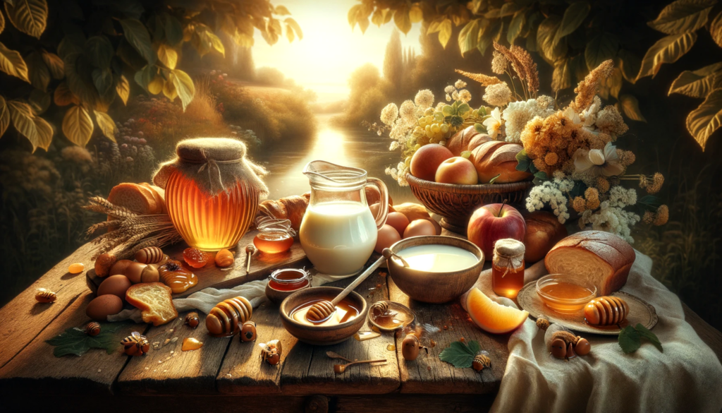 Cornucopia of God’s Blessings backed by streams and hills