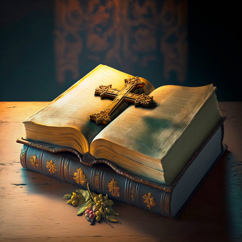Bible and cross representing a value system centered on knowing Jesus Christ