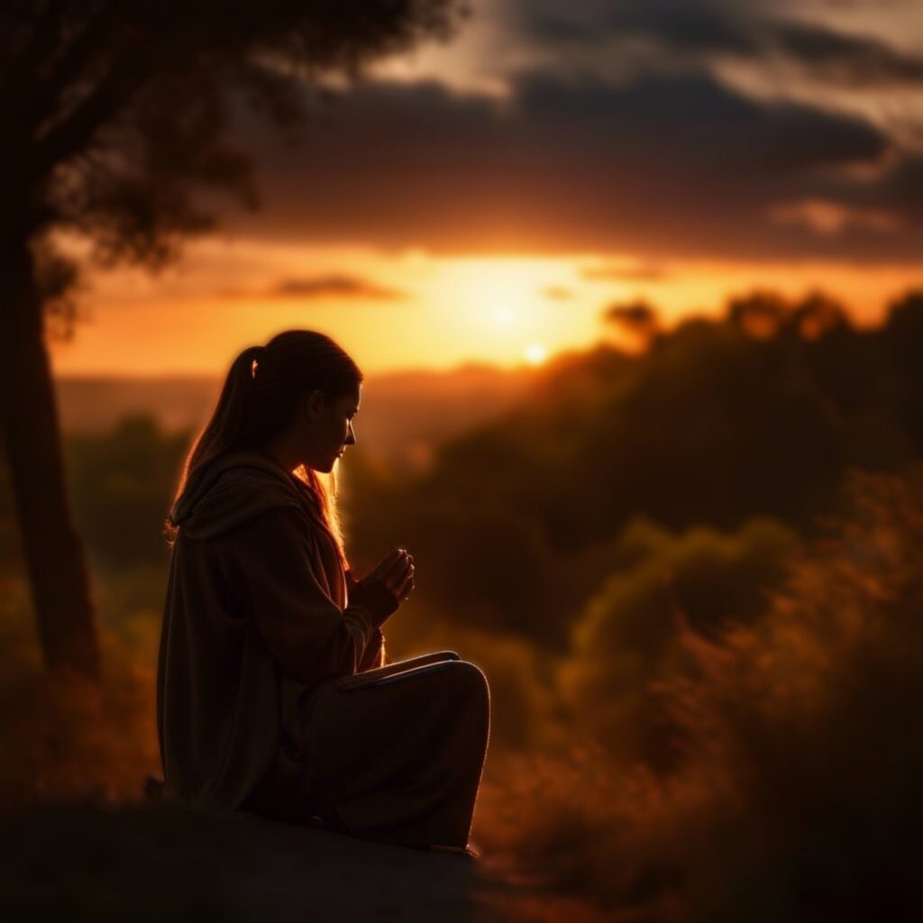 Person praying quietly at dawn, symbolizing seeking God first