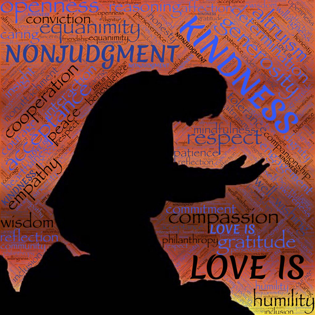 Person Kneeling with soft morning light symbolizing wisdom and humility