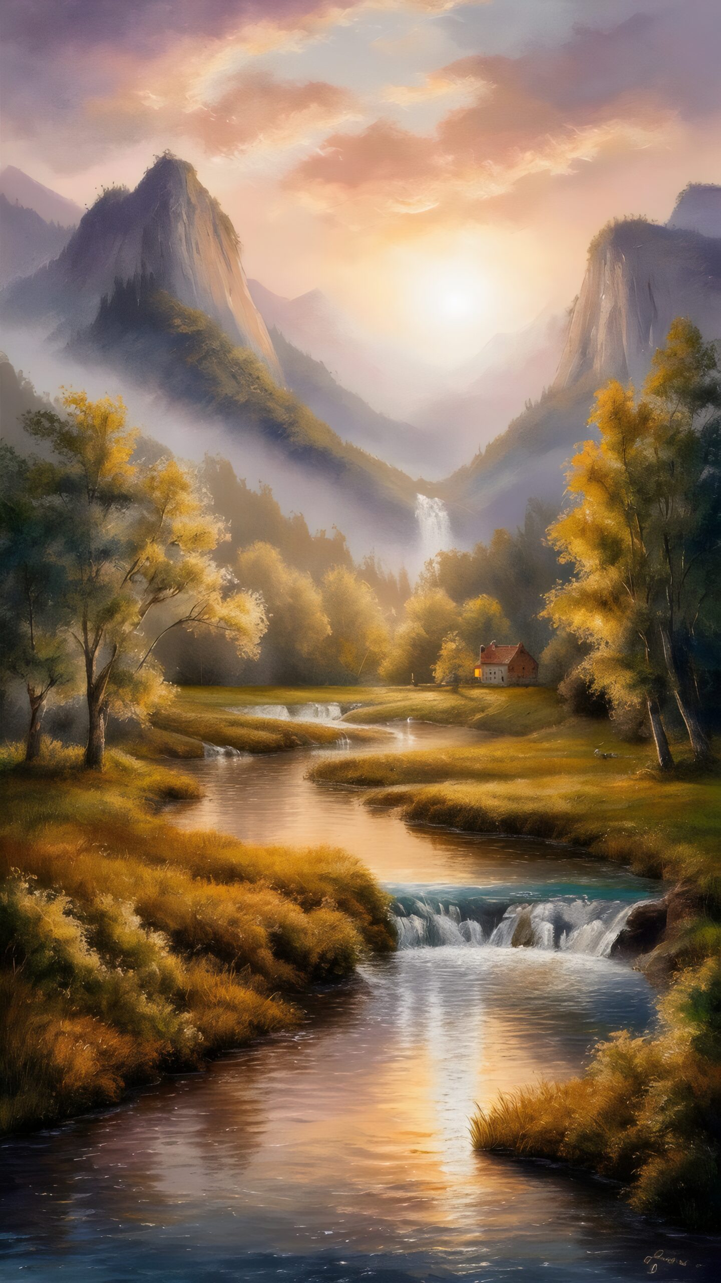 Peaceful stream through valley with sunrise light symbolizing trust in the Lord