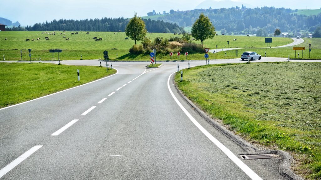 Fork in a country road symbolizing which way will you choose?